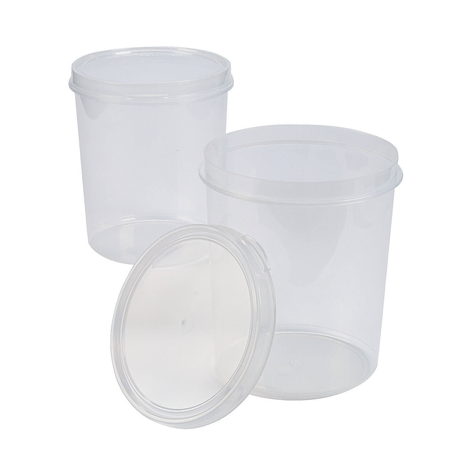 W13673673 Clear Round Containers With Lids - 6 Pc.
