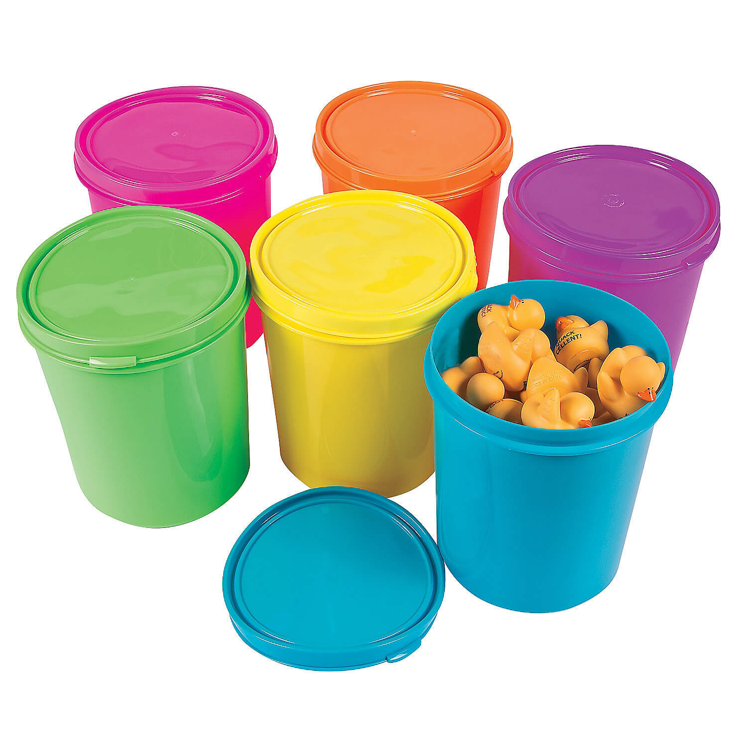 W13685666 Neon Round Containers With Lids - 6 Pc.