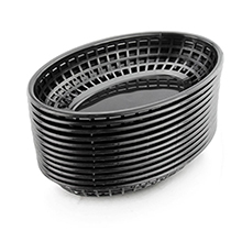 Black Plastic Oval Fast Food Basket