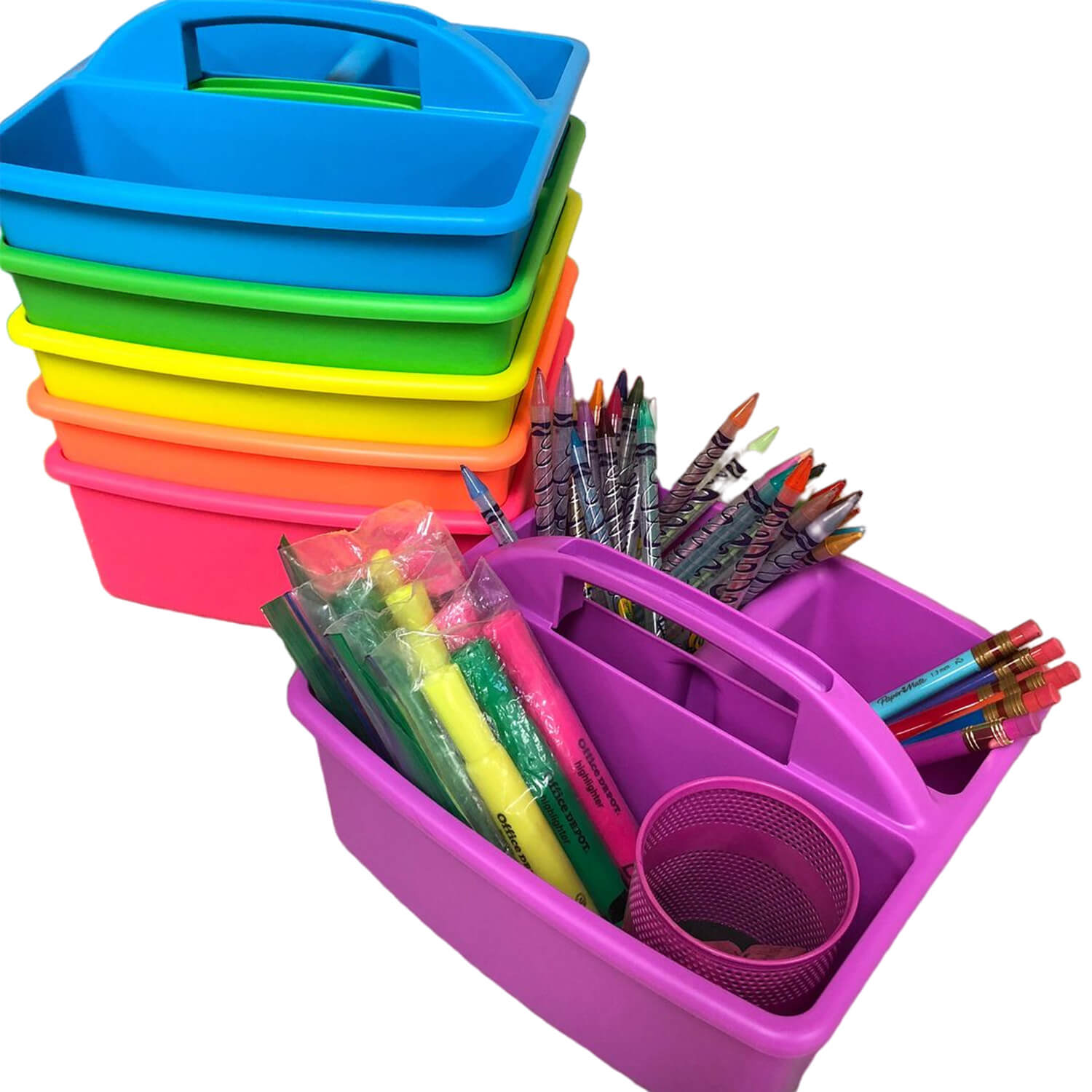 W17221305 Neon Durable Classroom Supply Caddies