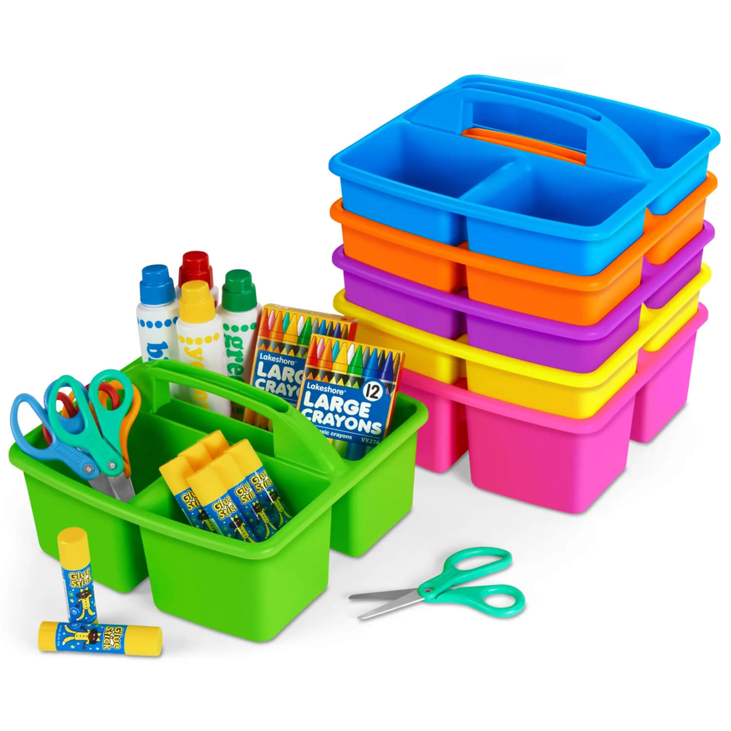 W17221305 Durable Neon Classroom Supply Caddies