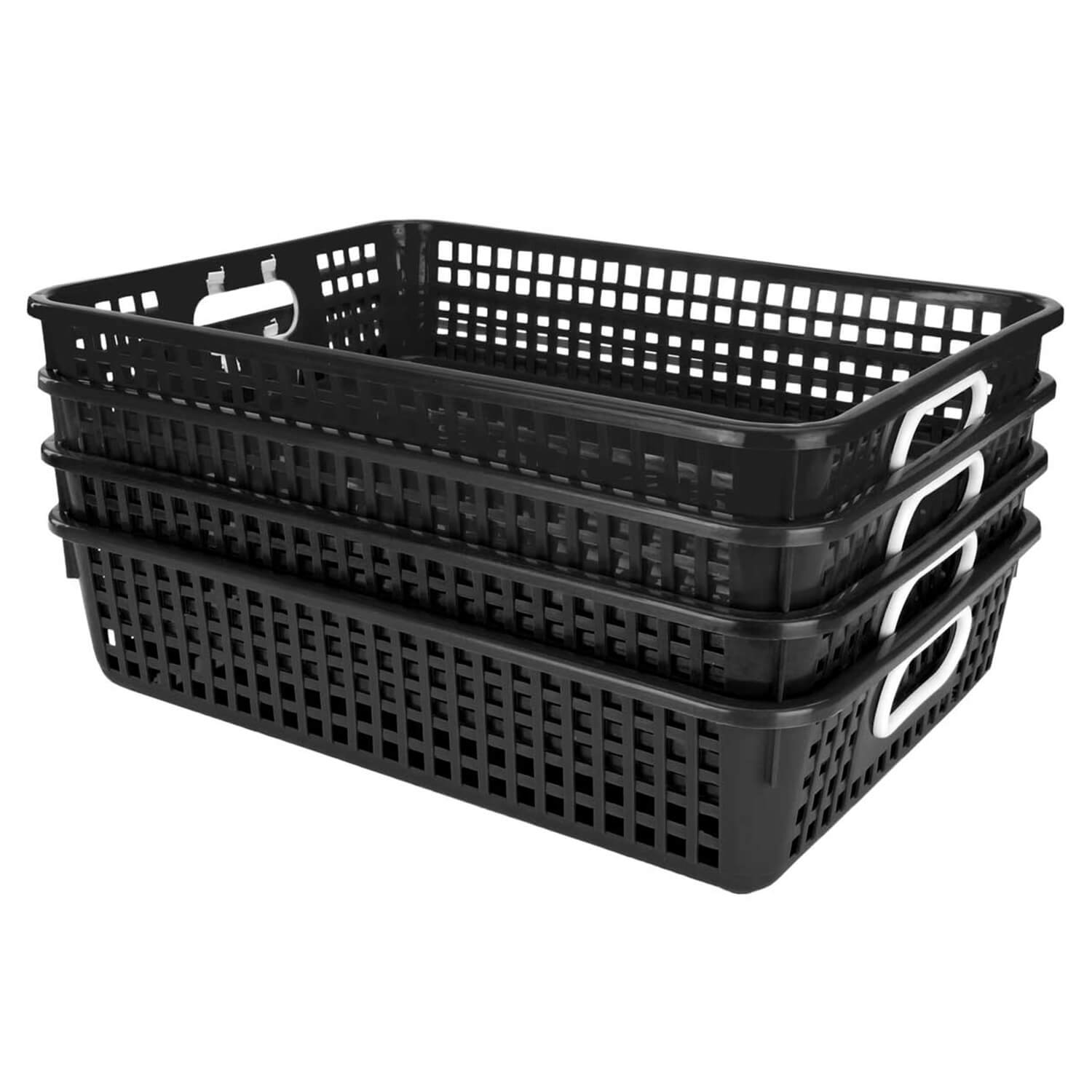 W16729256 Black Classroom Paper Baskets - 6 Pc.