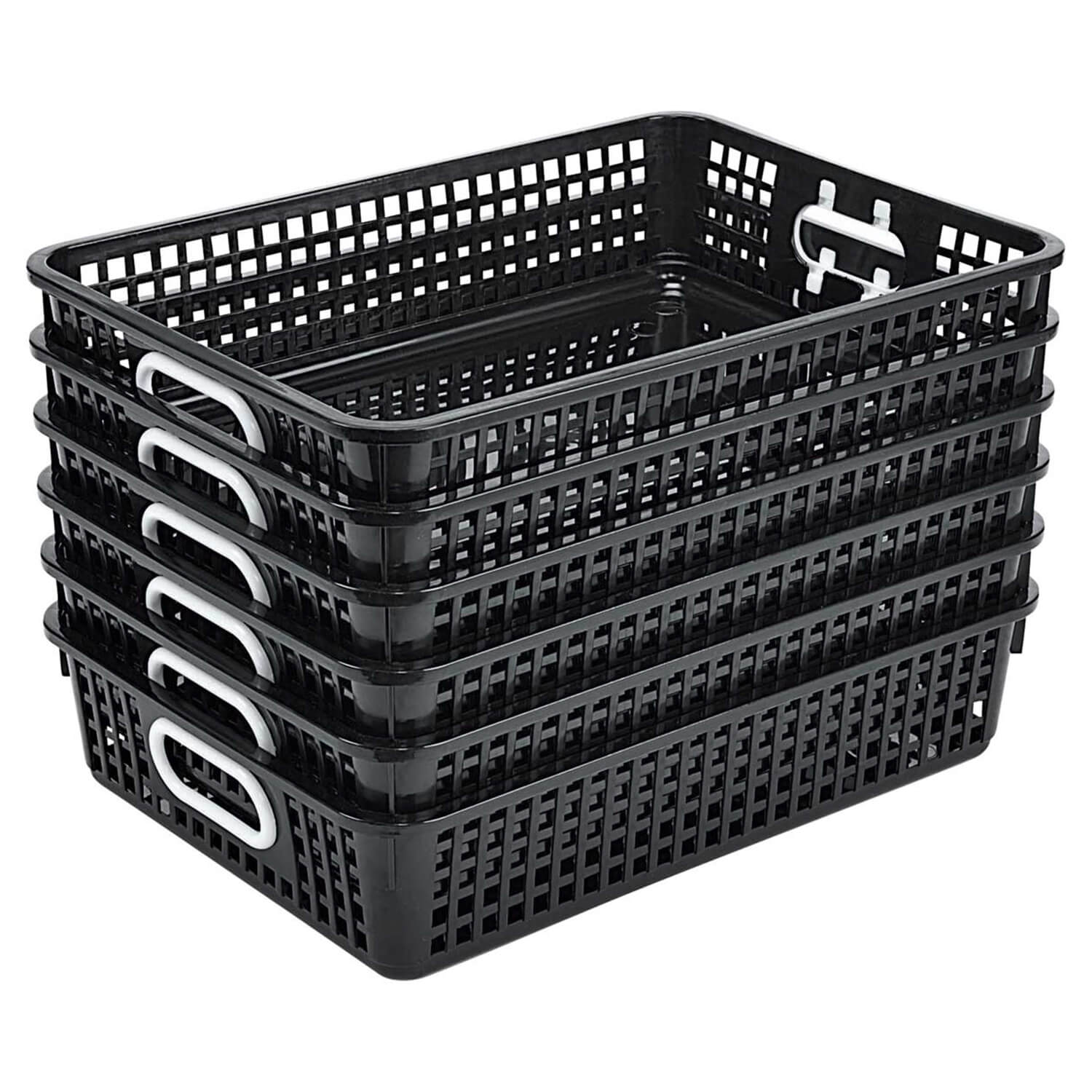 W16729256 Black Classroom Paper Baskets - 6 Pc.