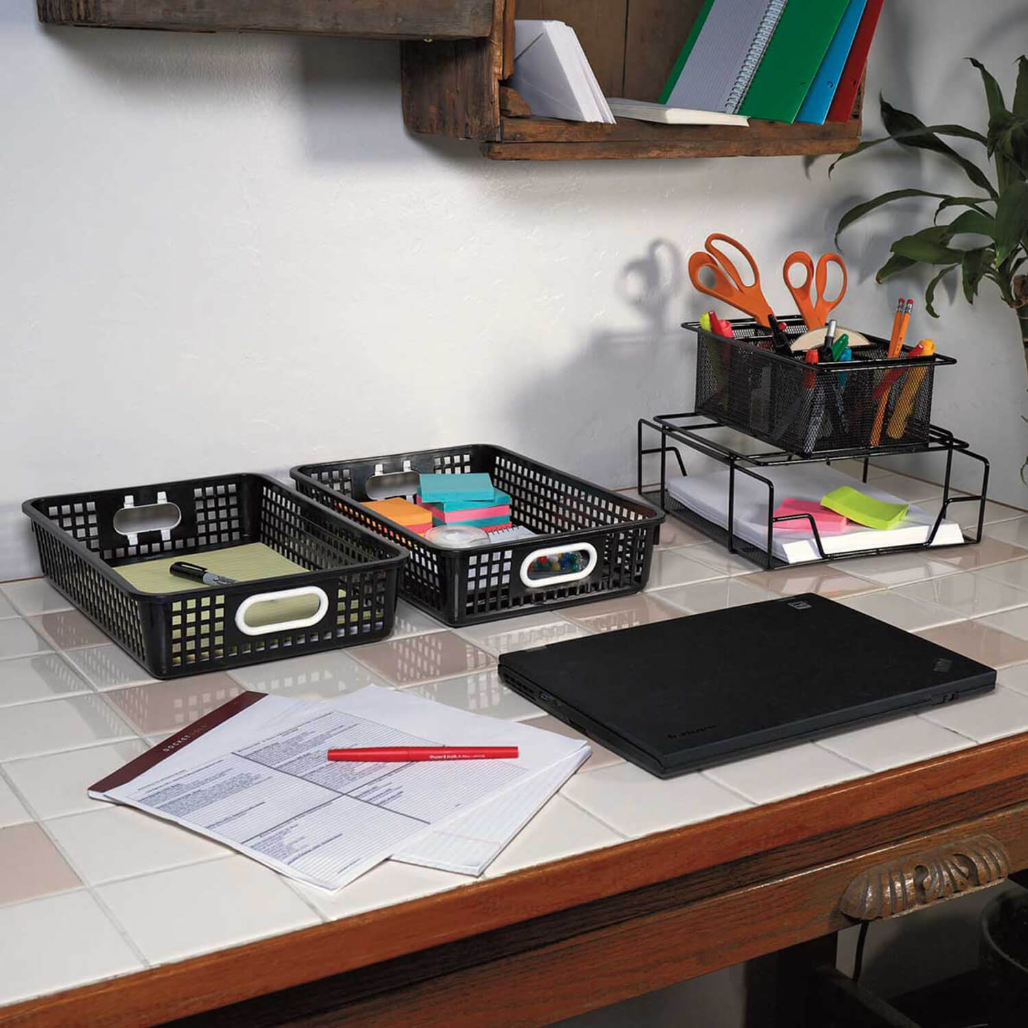 W16729256 Black Classroom Paper Baskets - 6 Pc.